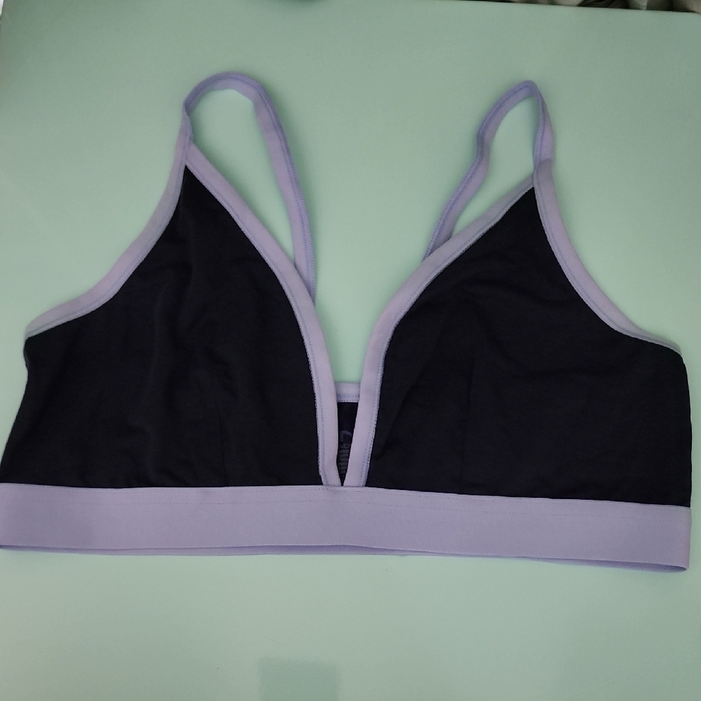 Maidenform Plunging VNeck Pullover Wireless Bralette Blue Light Blue Trim Bra XL